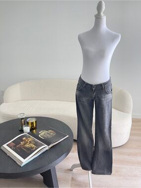 Just Cavalli Gray Bootcut Jeans Size 26 Low Rise Distressed IT 40